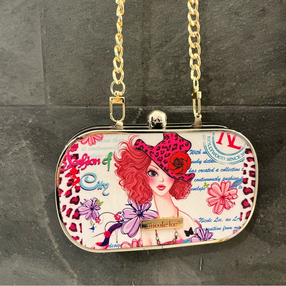 Nicole Lee “Sunny” Hard Frame Clutch with Removable Crossbody Chain Strap